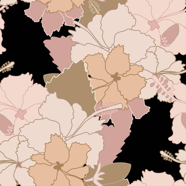 Elegant seamless pattern with hibiscus flowers, design elements. Floral  pattern for invitations, cards, print, gift wrap, manufacturing, textile, fabric, wallpapers - Διάνυσμα, εικόνα