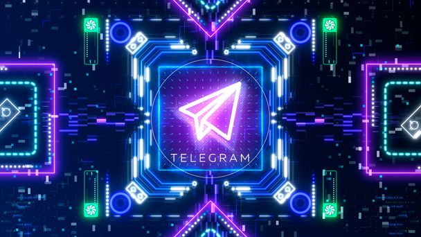 Telegram Open Network symbol. Financial and business sign on digital background - Photo, Image