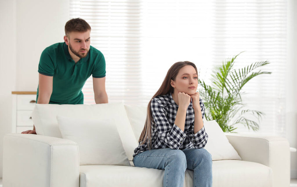 Unhappy young couple with relationship problems at home - Photo, Image