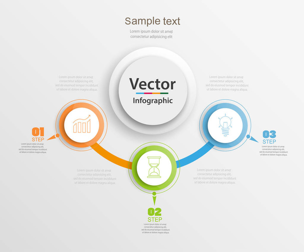 Abstract infographics number options template with colorful circles and 3 steps  - Vektor, Bild
