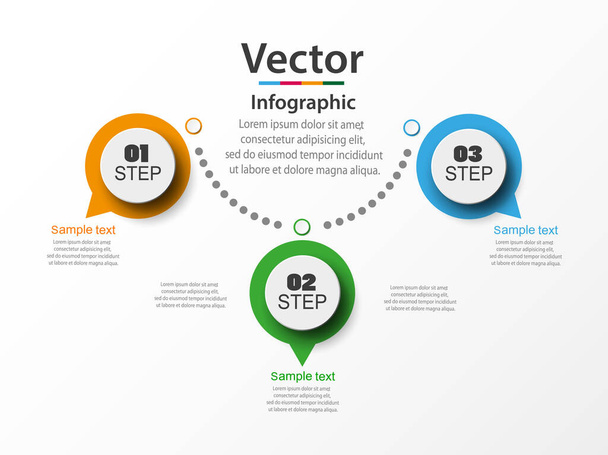 Abstract infographics number options template with colorful circles and 3 steps  - Wektor, obraz