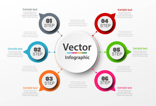 plantilla de opciones de número de infografías abstractas con 6 pasos
 - Vector, Imagen
