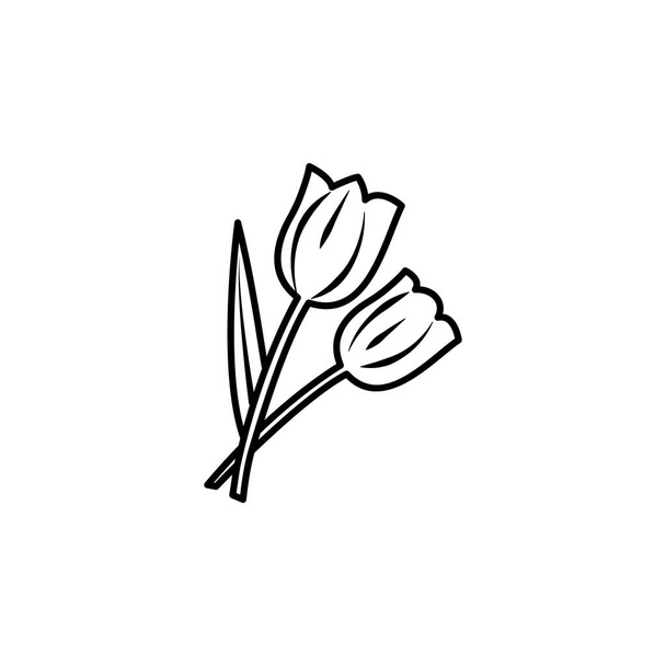 tulipes ligne illustration icône sur fond blanc. Signes et symboles peuvent être utilisés pour le web, logo, application mobile, UI, UX
 - Vecteur, image