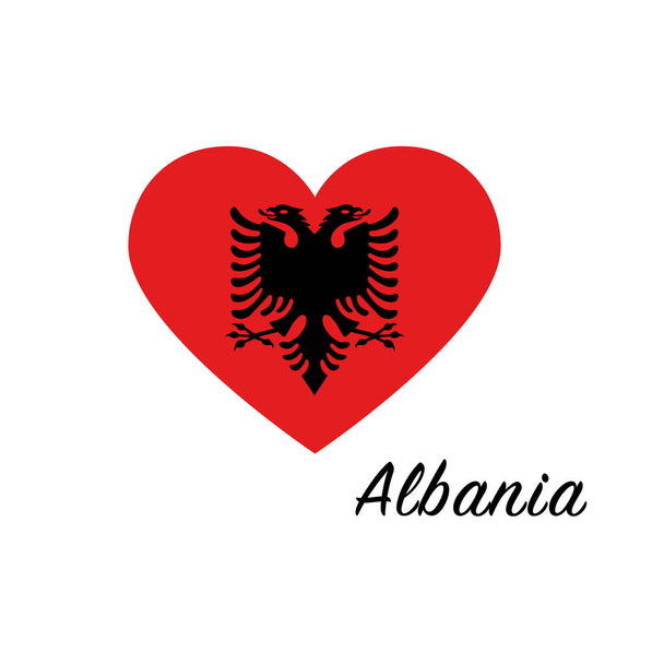 Σημαία Αλβανίας στην καρδιά. Αγαπώ τη χώρα μου. Υπόγραψε. Εικονογράφηση διανύσματος αποθέματος απομονωμένη σε λευκό φόντο. - Διάνυσμα, εικόνα