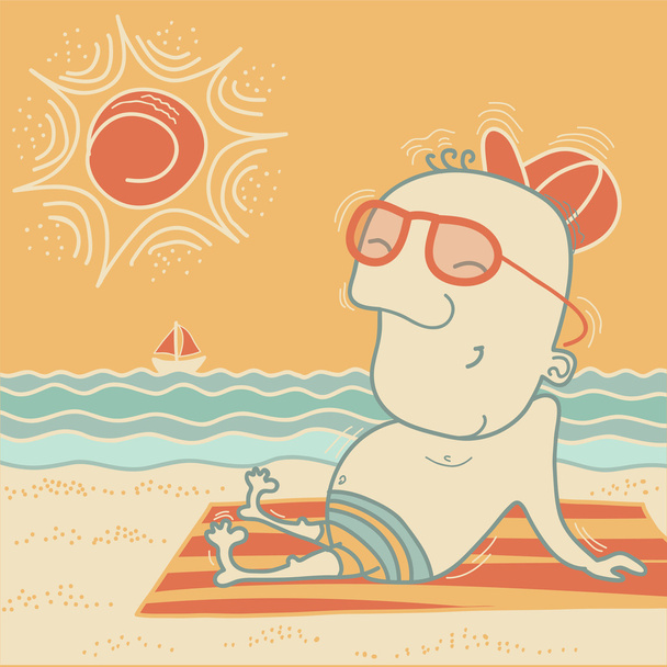 Happy man on summer vacation. - Vektor, kép