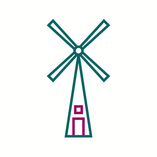 Icône de ligne vectorielle de moulin à vent unique - Vecteur, image