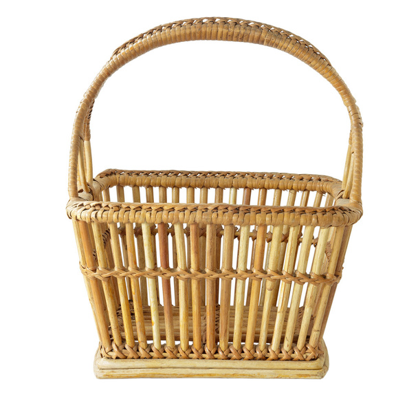vintage weave wicker basket isolated on white background - Photo, Image