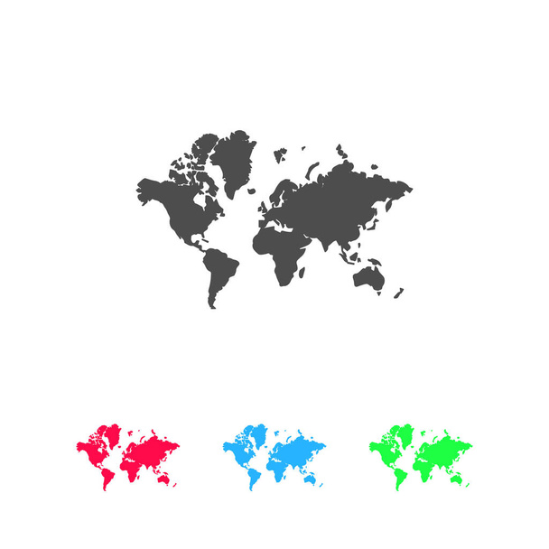 Παγκόσμιο εικονίδιο χάρτη επίπεδη. Εικονόγραμμα χρώματος σε λευκό φόντο. Εικονογράφηση διάνυσμα σύμβολο και εικονίδια μπόνους - Διάνυσμα, εικόνα
