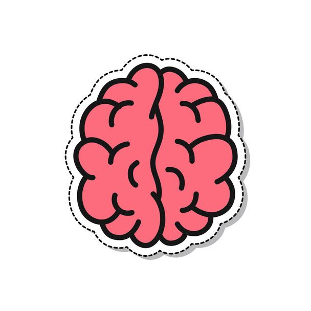 Gehirn-Doodle-Symbol, Vektor-Farbabbildung - Vektor, Bild