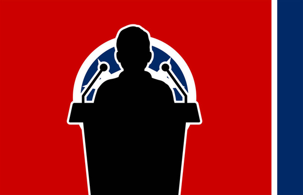 Tennessee Amerikai zászlós háttér Man beszél. Business Man bemutató konferencia koncepció. - Vektor, kép