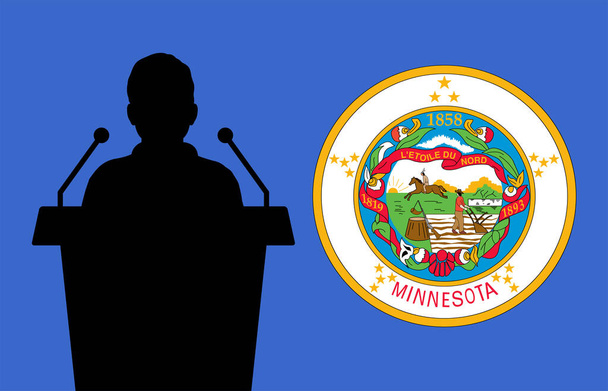 Minnesota USA Flag Background Man Speaks. Business Man Presentation Conference Concept. - Vector, Image