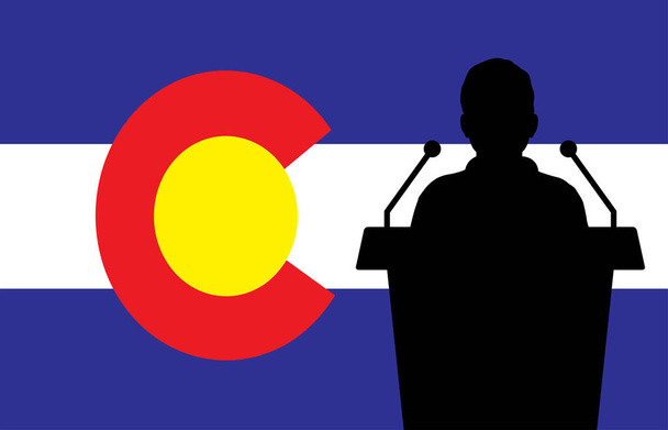 Colorado USA Flag Background Man Speaks. Business Man Presentation Conference Concept. - Vector, Image