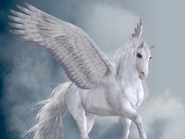 The Pegasus horse is a magical winged creature who is legendary from Greek mythology. - Photo, Image