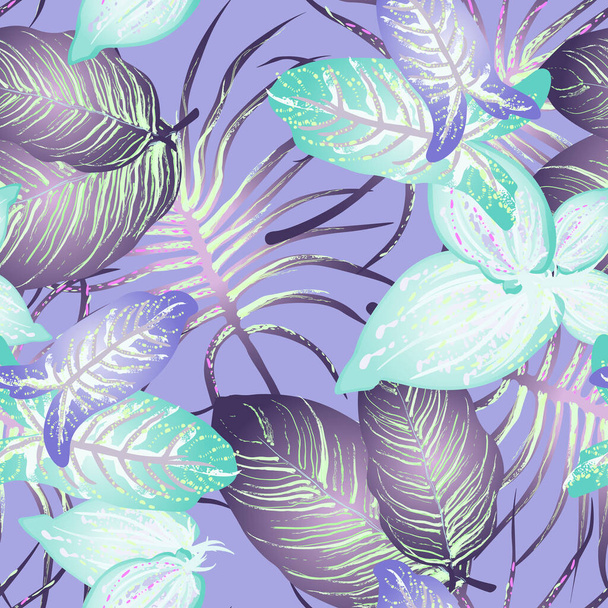 Tropical Leaf Modern Motif. Jungle Print. Foliage Summer - Вектор, зображення
