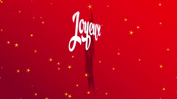 Pomppiva tasainen elementit muodostavat Ranskan Merry Xmas Joyeux Noel valkoinen Kalligrafia kompensoida 3D vaikutus yli punainen kohtaus pimeys
 - Materiaali, video