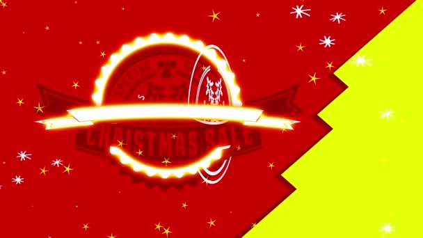 Inertial Bouncing Of Xmas Selling Special Proposal Ad With Circular Impression On Red Scene With Green Tree Detail And Snowflakes Cartoons - Footage, Video