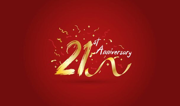 Anniversary celebration background. with the 21st number in gold and with the words golden anniversary celebration. - Vector, Image