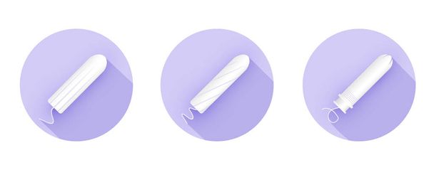 Feminine tampons icon. Woman menstrual care. Illustration of feminine hygiene products in a flat style. - Vector, Image