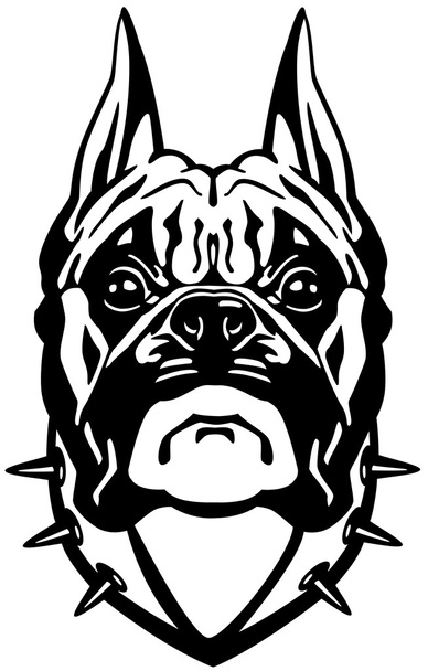 Boxer dog head black white - Vector, Image