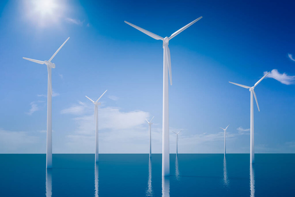 3d render image of wind turbines, ecology concept - Foto, Imagem