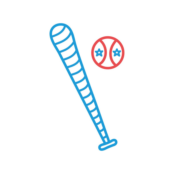 bola e bastão de linha de beisebol e design de vetor ícone de estilo de preenchimento
 - Vetor, Imagem