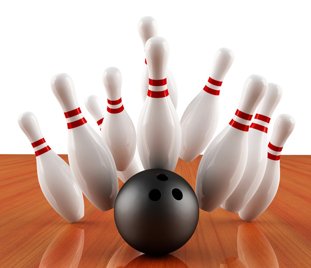 Bowling golyó, a teke kopogás (3D renderelés ) - Fotó, kép