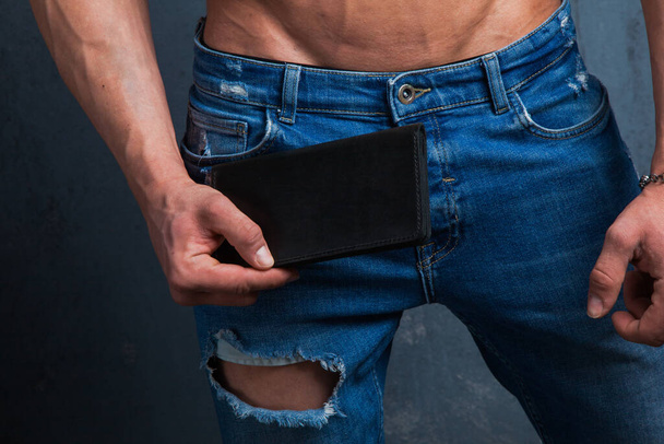 Férfi kézitáska közelsége bőr pénztárca - Fotó, kép