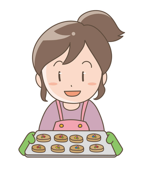 Vrouw bakken koekjes - Stress bakken - Vector, afbeelding