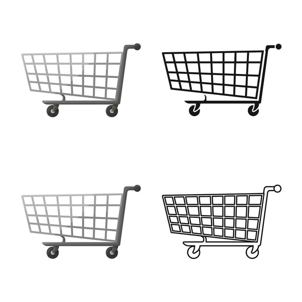 Vektorillustration von Einkaufswagen und Warenkorb-Symbol. Grafik von Einkaufswagen und Speichervektorsymbol für Lager. - Vektor, Bild
