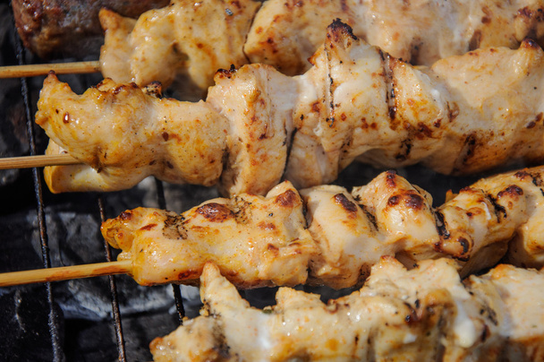Juicy roasted kebabs and on the BBQ - Photo, Image