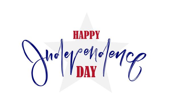 Векторная иллюстрация: Надпись от руки с Днем Независимости. Четвертое июля. Типографический дизайн
 - Вектор,изображение