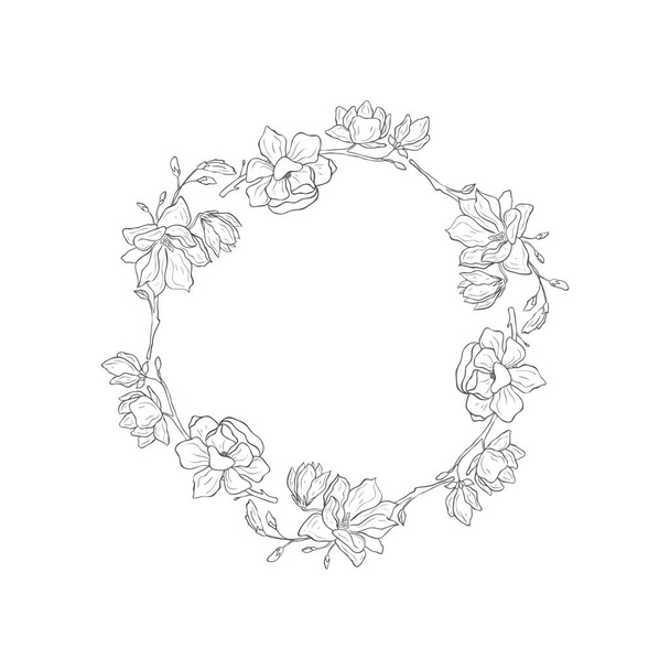 Floral botanical frame and monogram. - Vector, afbeelding