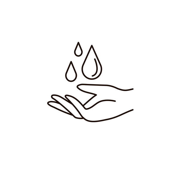 Hand hygiene line icon. Simple Minimal Pictogram. Personal hygiene, disease prevention and healthcare hand washing. - Вектор, зображення