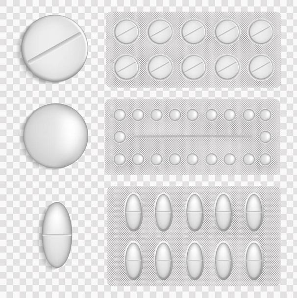 Medische tabletten in verschillende vormen. - Vector, afbeelding