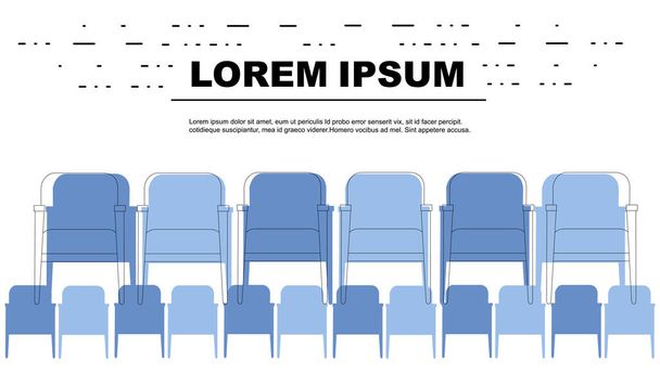 Publicité flyer design avec contour moderne chaise en bois dans une illustration vectorielle plat rangée sur fond blanc
. - Vecteur, image