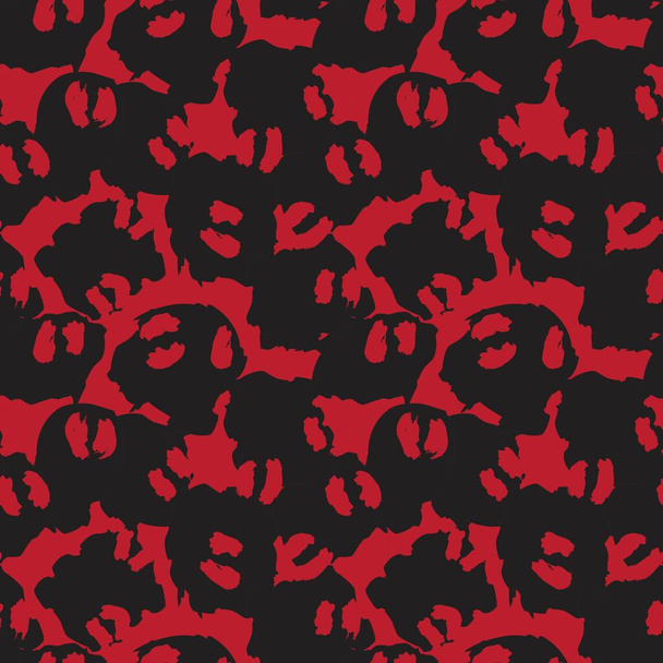 赤い動物のヒョウのシームレスなパターン｜ファッションテキスタイル、グラフィック、工芸品の背景 - ベクター画像