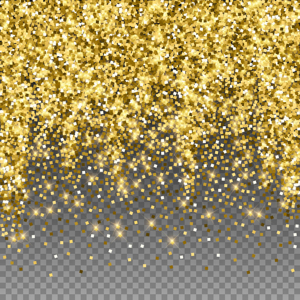 Błyszczące złote, luksusowe konfetti musujące. Scattere - Wektor, obraz