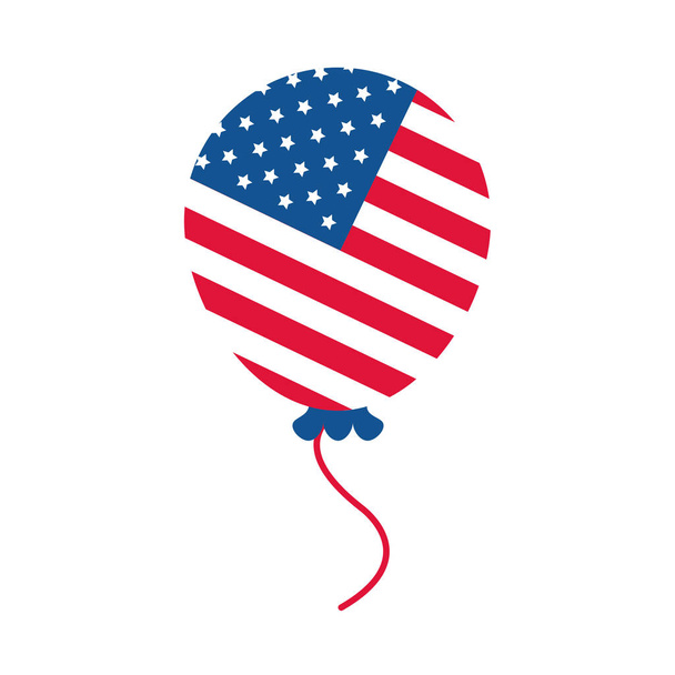 4 июля День независимости, американский флаг в воздушном шаре празднование плоский стиль значок
 - Вектор,изображение