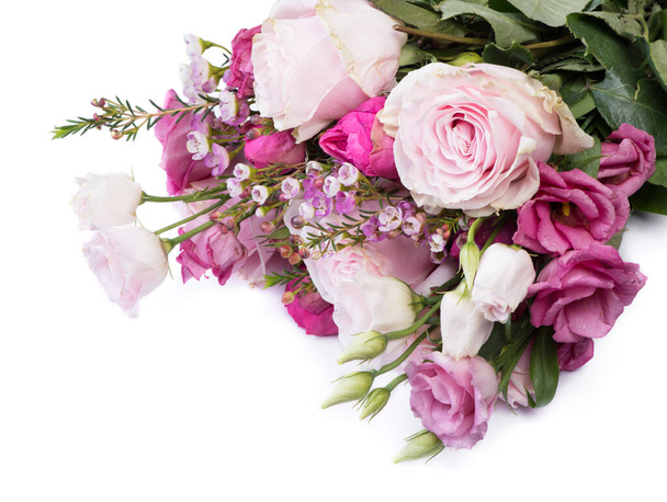 Bouquet of different roses over white background - Photo, Image