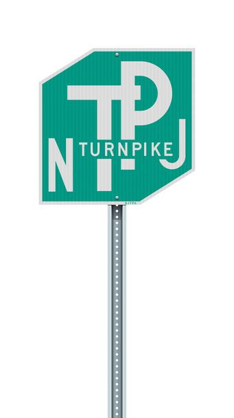 Ilustracja wektorowa znaku drogowego New Jersey Turnpike na metalowym słupie - Wektor, obraz