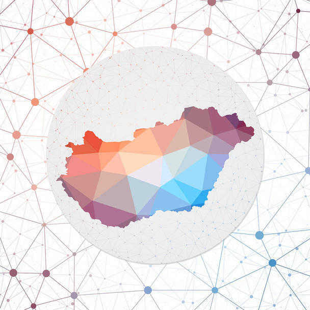 Abstrakcyjna mapa wektorowa Węgier Technologia w kraju plakat w stylu geometrycznym Polygonal Węgry - Wektor, obraz