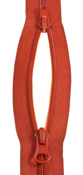 two sliders on red plastic zip fastener - Photo, Image