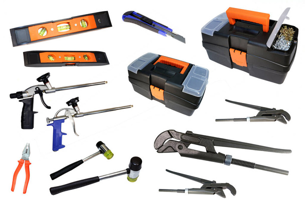 Conjunto de herramientas de construcción. Herramientas de reparación. Instrumento aislado. - Foto, imagen