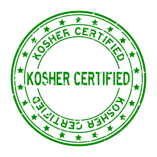 Grunge πράσινο kosher πιστοποιημένη λέξη squre σφραγίδα καουτσούκ σφραγίδα σε λευκό φόντο - Διάνυσμα, εικόνα