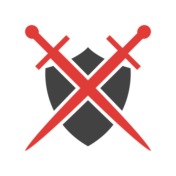 Espadas y escudo sobre fondo blanco
 - Vector, imagen