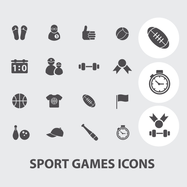 Sport játékok ikonok beállítása, vektor - Vektor, kép