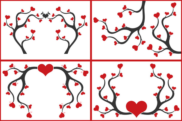 Tree branches with hearts on white background - Vector, Image
