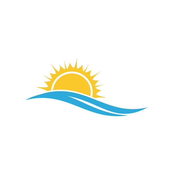 Coucher de soleil sur l'icône de la mer sur fond blanc
 - Vecteur, image
