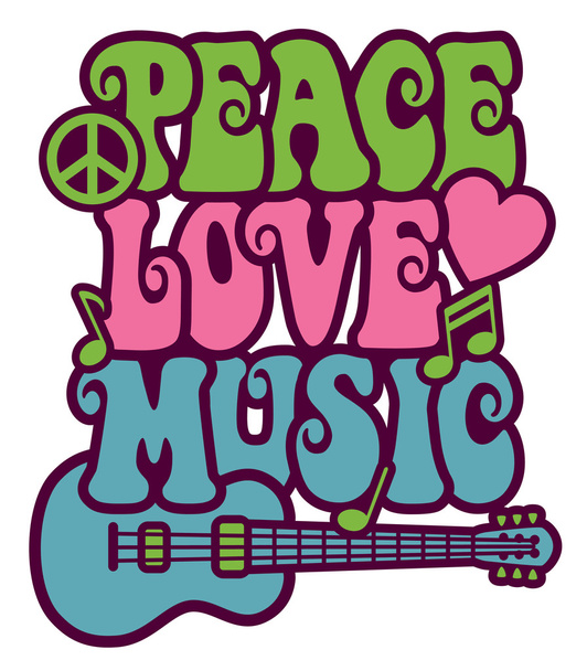 ειρήνη αγάπη μουσική - Διάνυσμα, εικόνα
