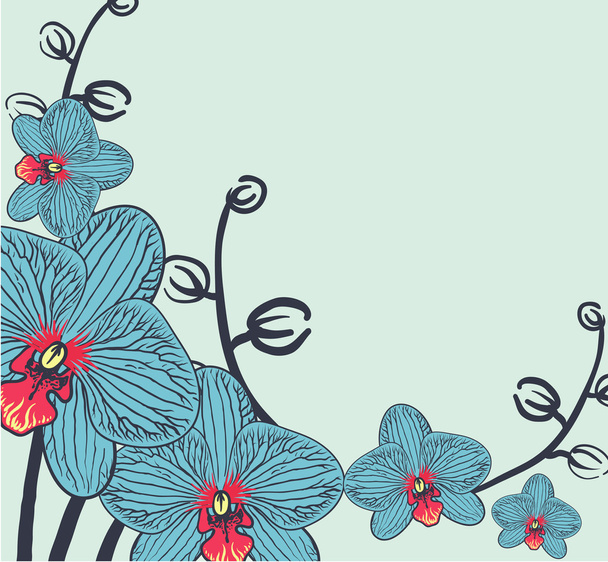 Vector background with blue flowers - Vector, Image